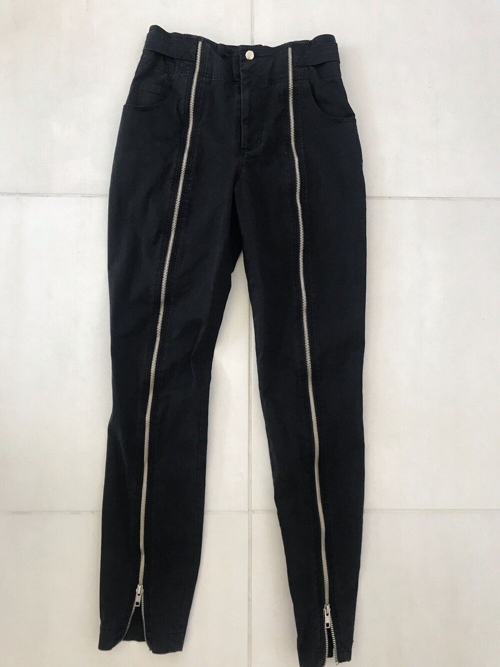 A.L.C. Pants Zander On Duty High Rise Zipper Minimalist Edgy Moto Biker